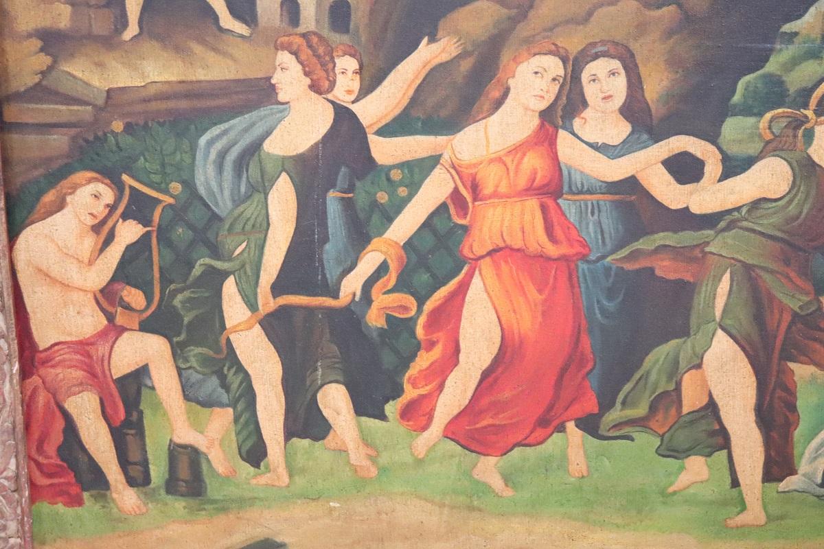 Oiled 20th Century Italian Large Oil Painting on Canvas, Mythological Scene For Sale