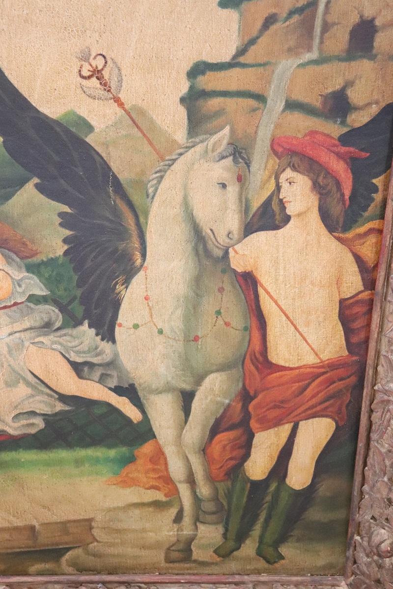 20th Century Italian Large Oil Painting on Canvas, Mythological Scene For Sale 1
