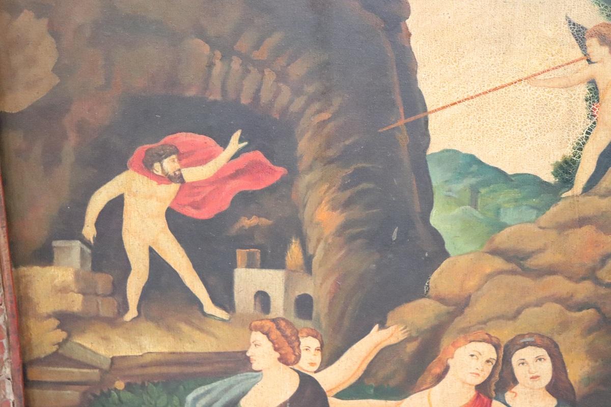 20th Century Italian Large Oil Painting on Canvas, Mythological Scene For Sale 4