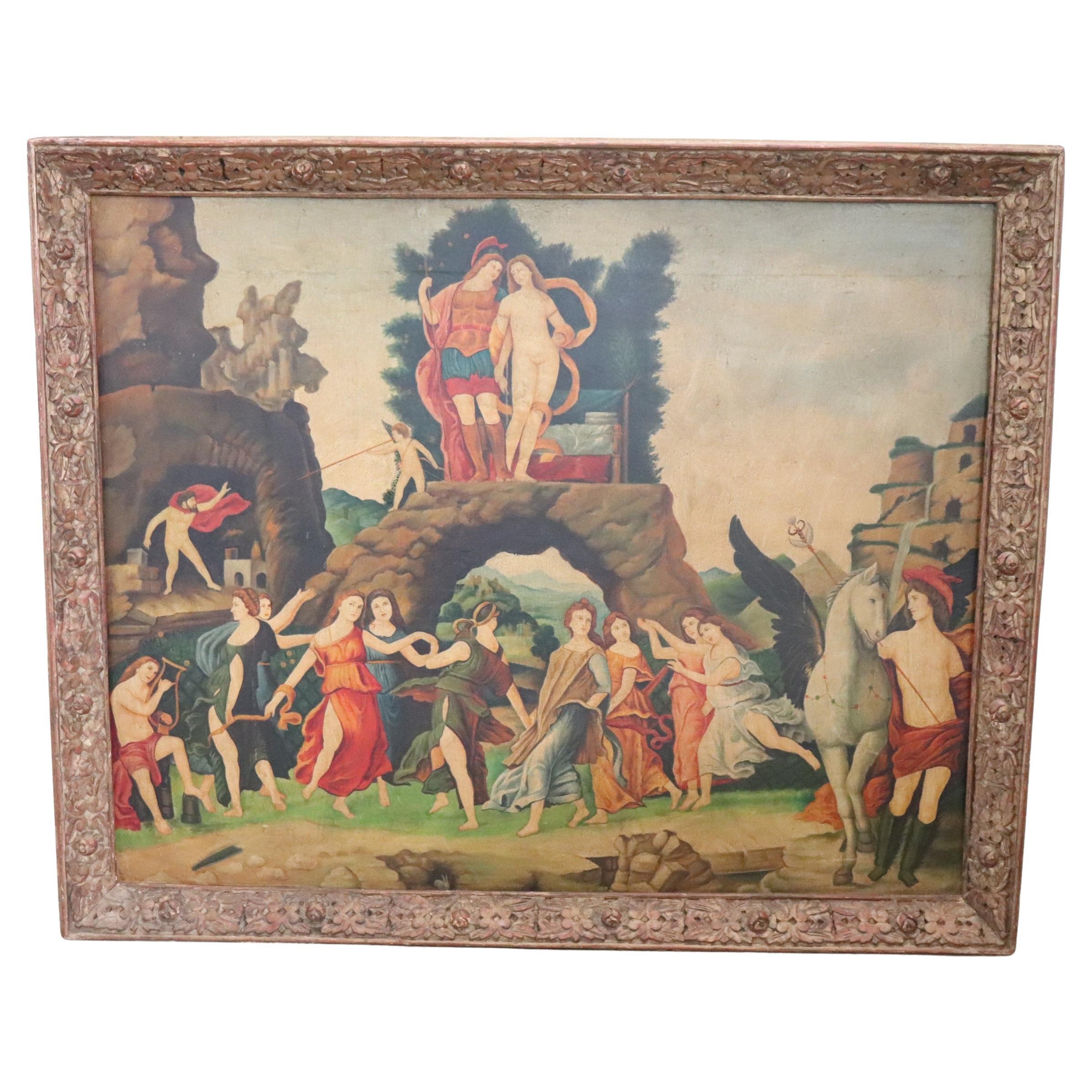20th Century Italian Large Oil Painting on Canvas, Mythological Scene