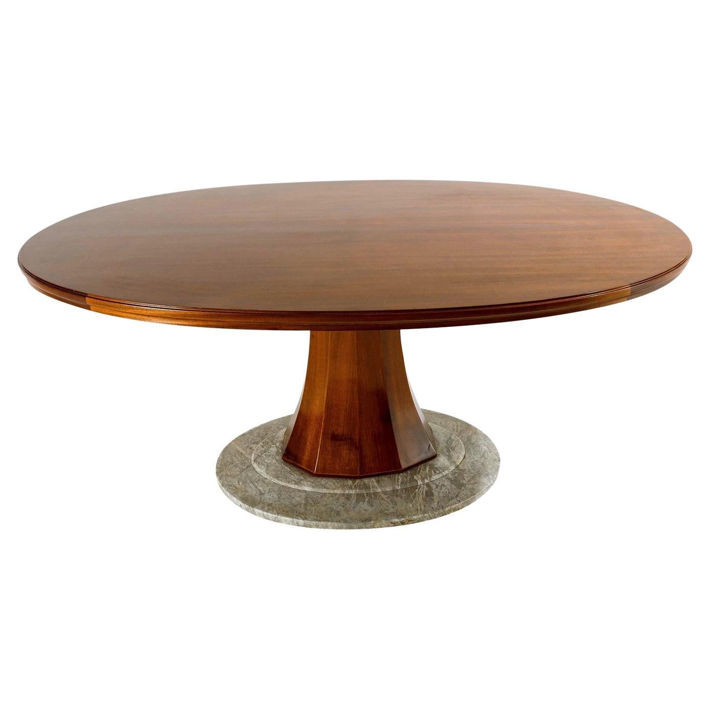 20th Century Italian Large Oval Rosewood, Marble Dining Table by Vittorio Dassi