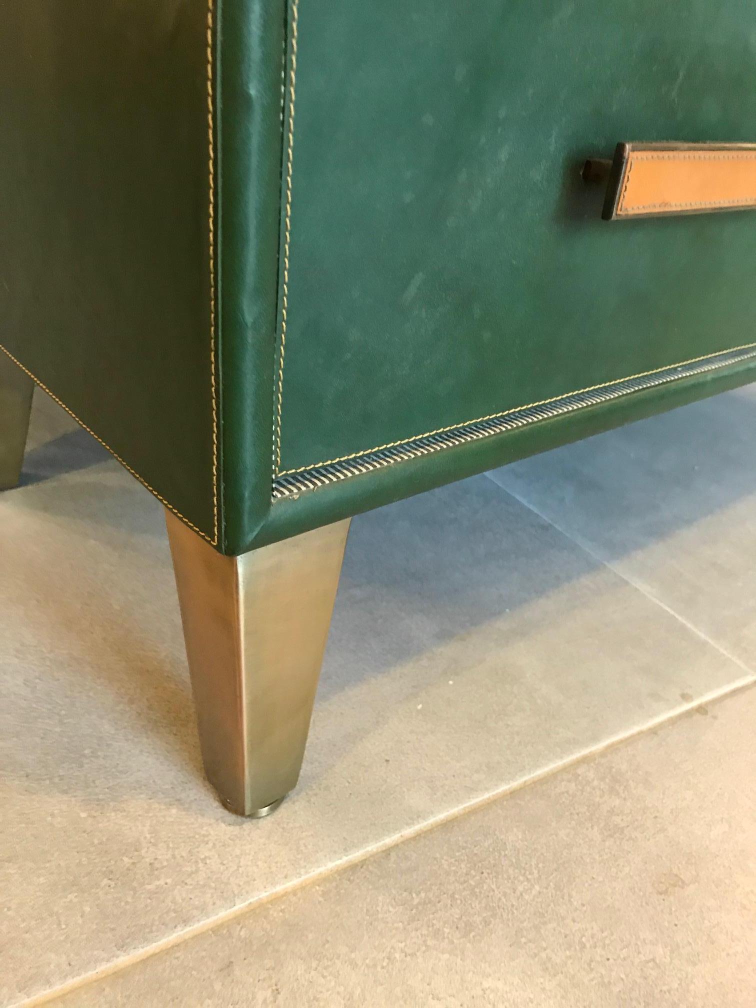 20th Century Italian Leather and Brass Chest of Drawers, 1980s 9