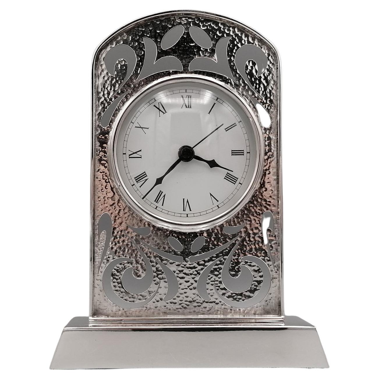 20th Century italian Liberty Stwerling Silver Table Clock