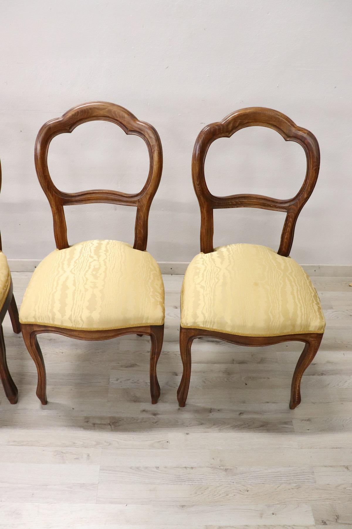 20th Century Italian Louis Philippe Style Beechwood Four Chairs In Good Condition In Casale Monferrato, IT