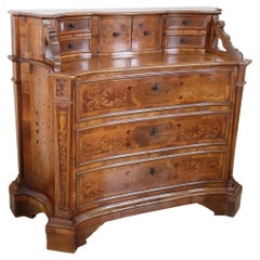 20th Century Italian Louis XIV Style Inlay Walnut Chest of Drawers