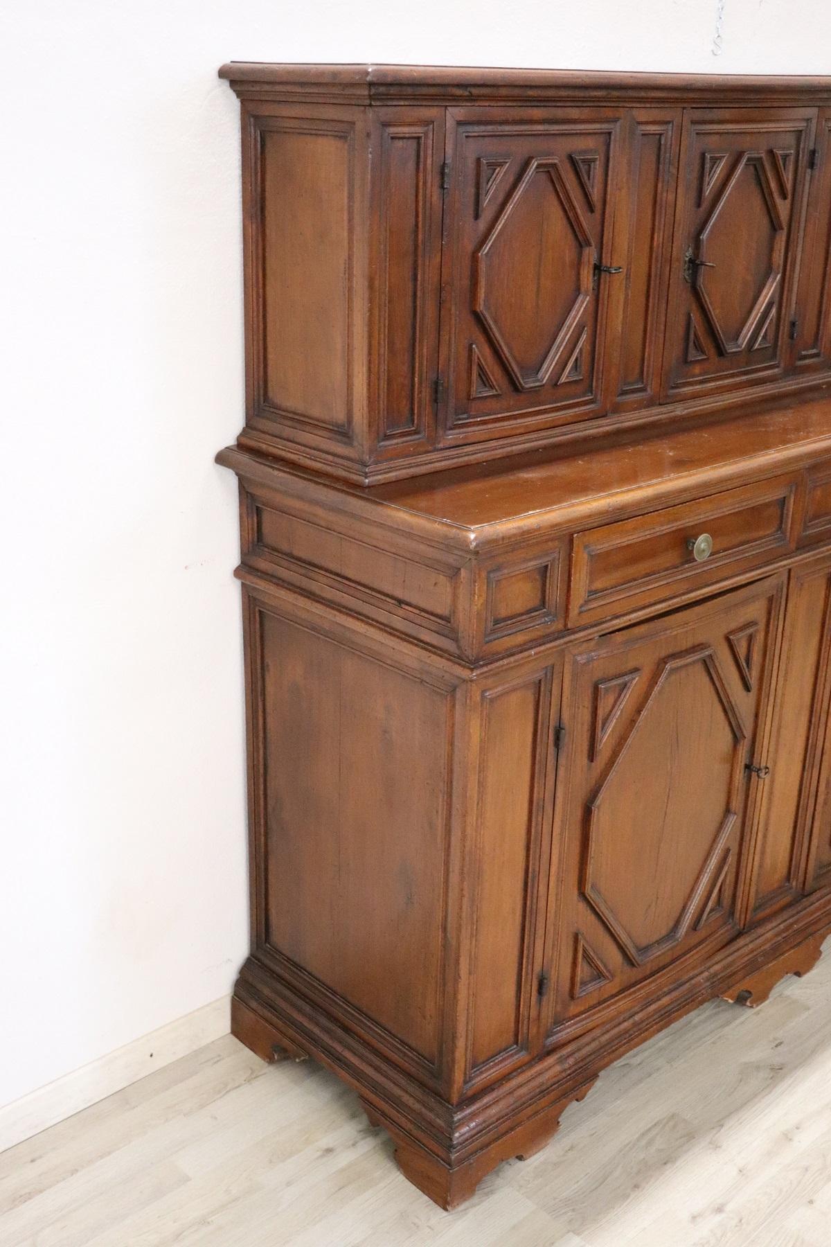 Mid-20th Century 20th Century Italian Louis XIV Style Large Sideboard in Oak Wood