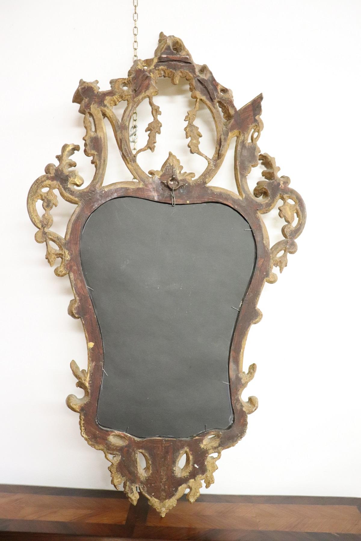 Mid-20th Century 20th Century Italian Louis XV Style Golden Wood Luxury Wall Mirror