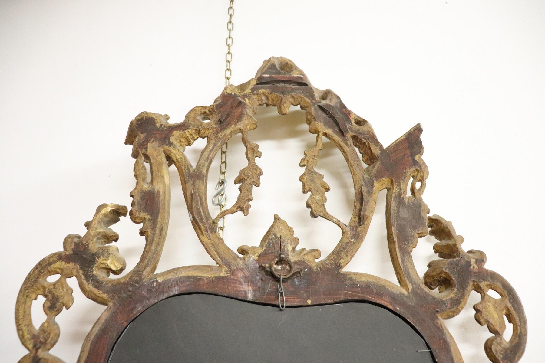 20th Century Italian Louis XV Style Golden Wood Luxury Wall Mirror 1