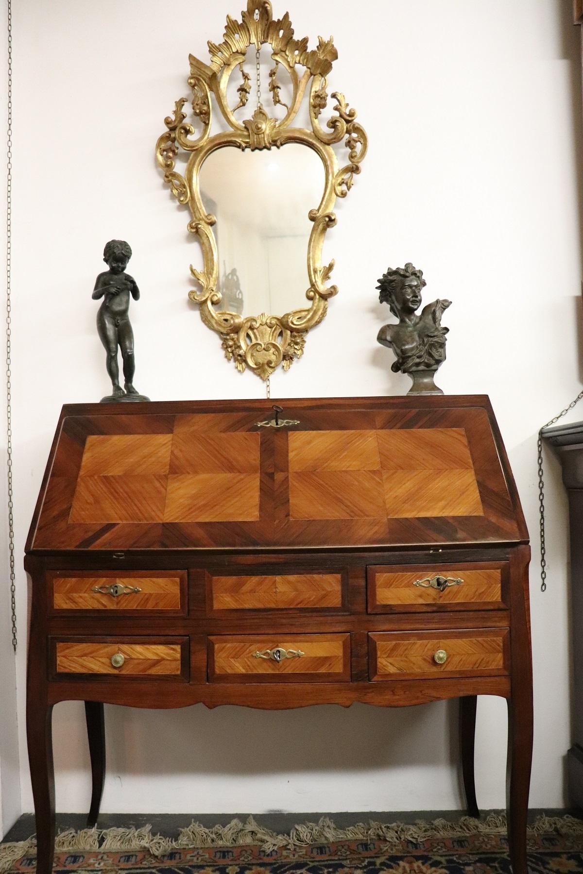 20th Century Italian Louis XV Style Golden Wood Luxury Wall Mirror 2