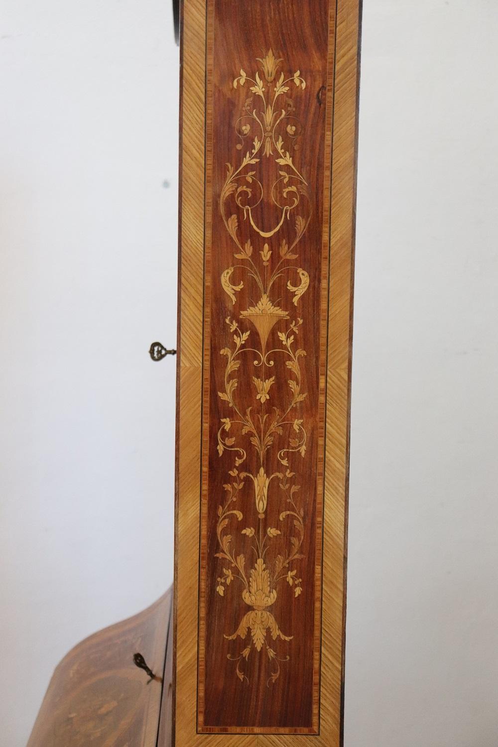 20th Century Italian Louis XV Style Inlaid Walnut Cabinet with Writing Desk For Sale 9