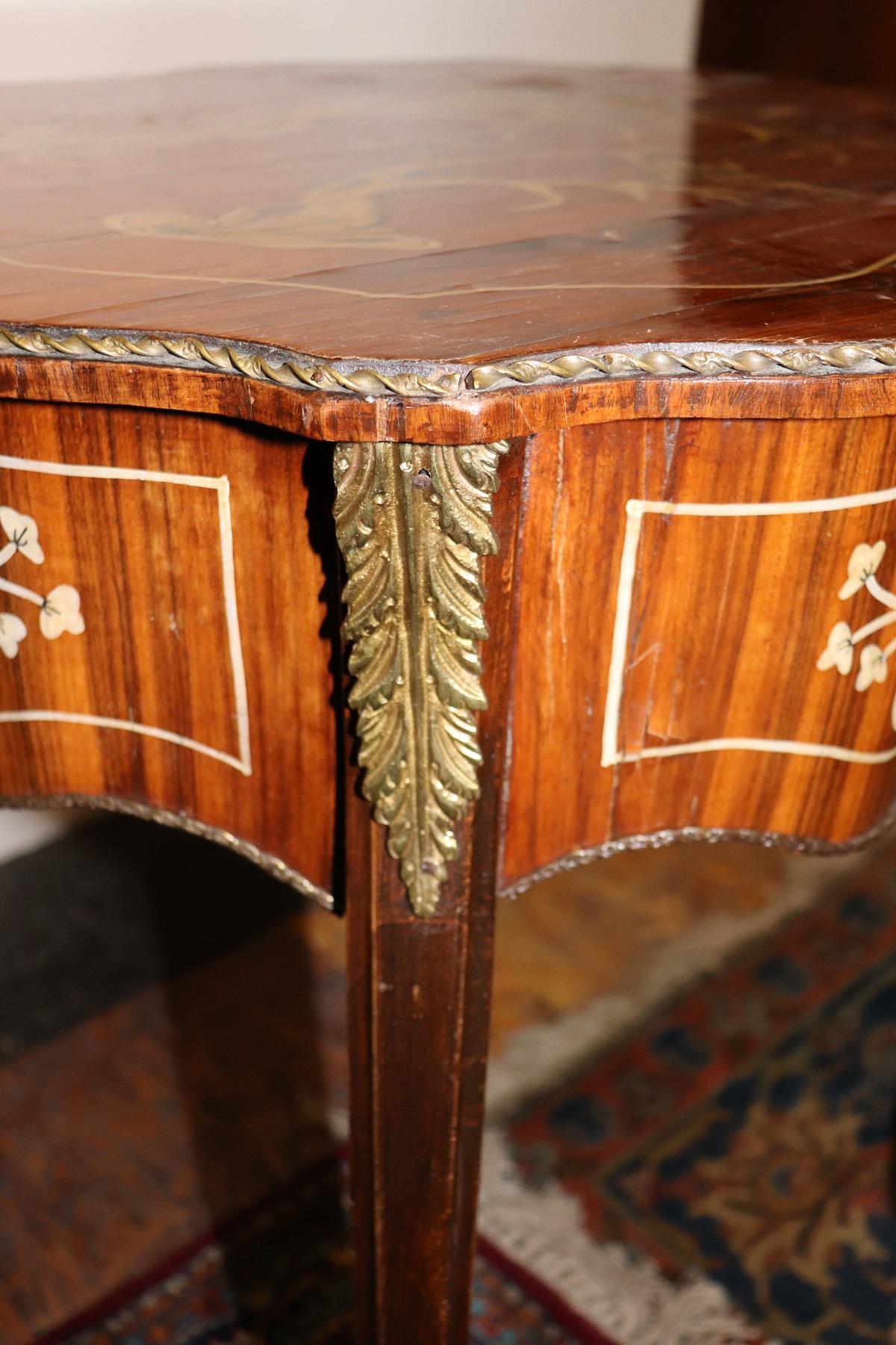 20th Century Italian Louis XV Style Inlay Wood and Golden Bronzes Coffee Table 6