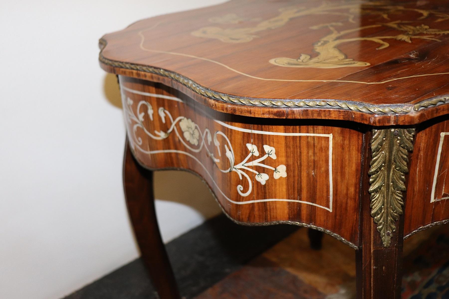 20th Century Italian Louis XV Style Inlay Wood and Golden Bronzes Coffee Table 7