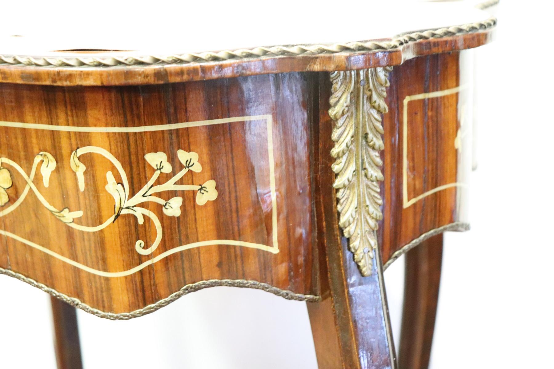 20th Century Italian Louis XV Style Inlay Wood and Golden Bronzes Coffee Table In Good Condition In Casale Monferrato, IT