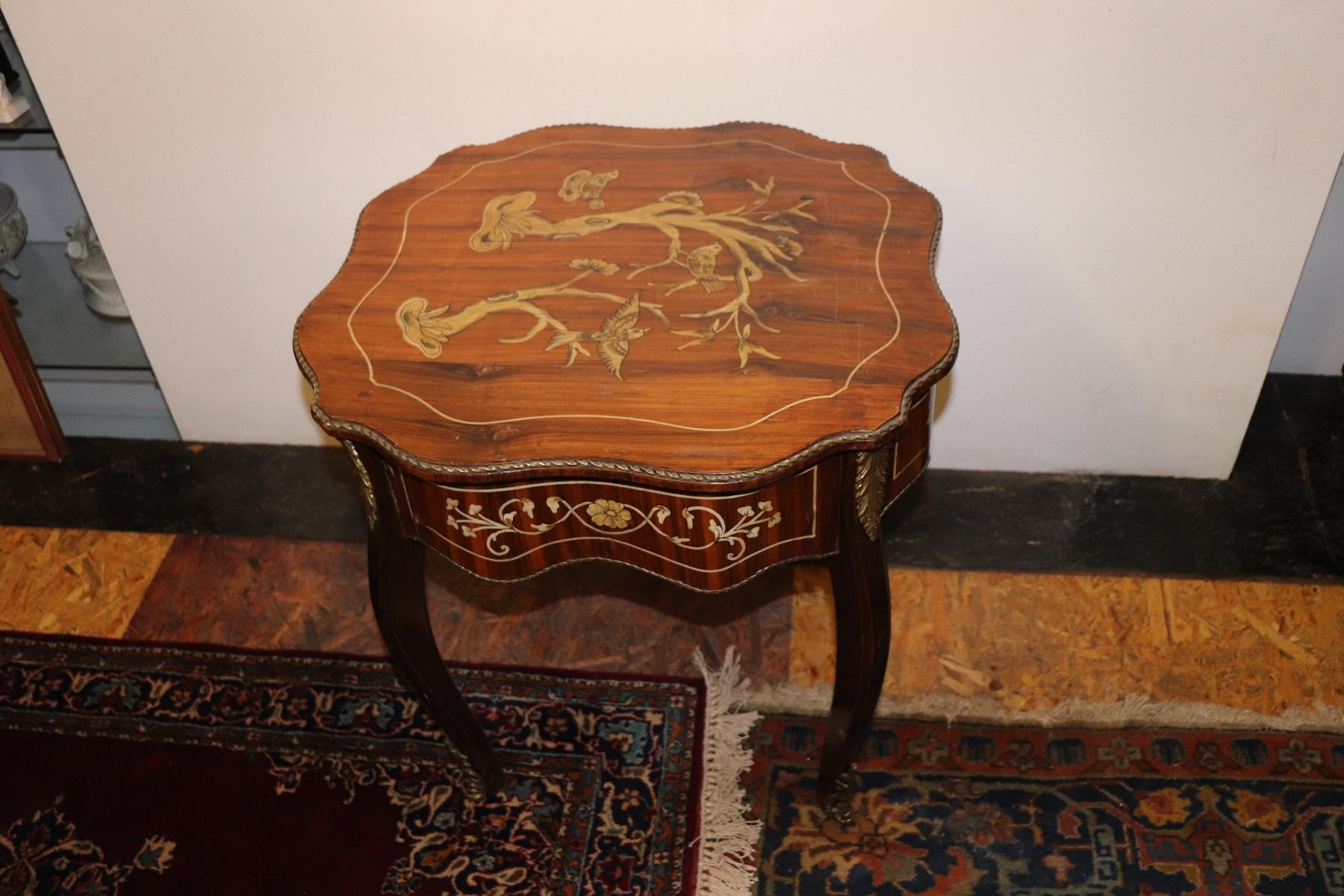 20th Century Italian Louis XV Style Inlay Wood and Golden Bronzes Coffee Table 2