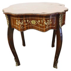 20th Century Italian Louis XV Style Inlay Wood and Golden Bronzes Coffee Table