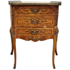 20th Century Italian Louis XV Style Inlay Wood and Golden Bronzes Side Table