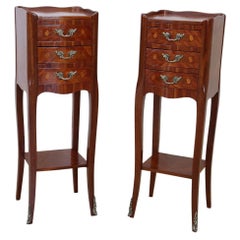 20th Century Italian Louis XV Style Inlay Wood Pair of Nightstands