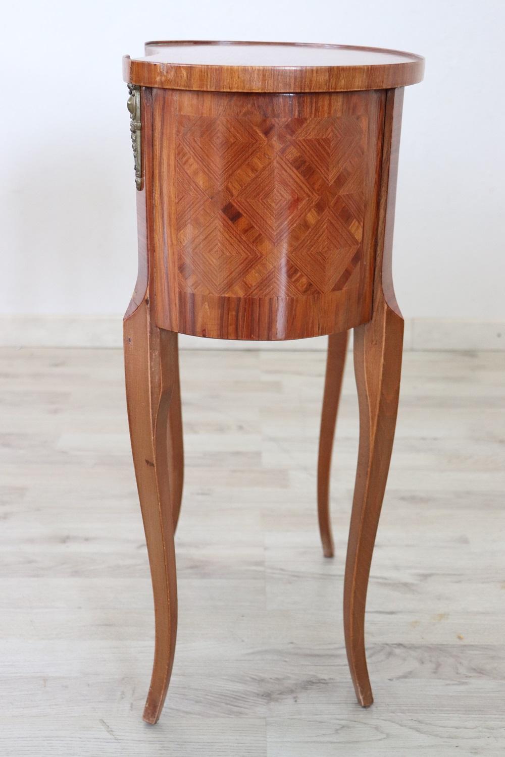 20th Century Italian Louis XV Style Inlay Wood Side Table or Nightstand 2