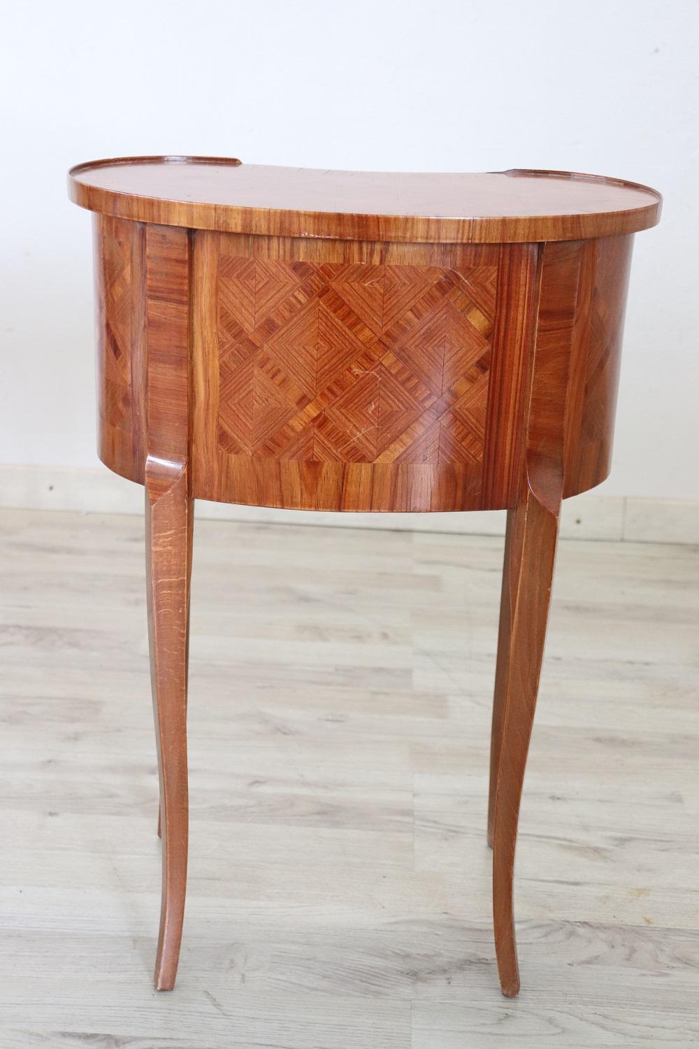 20th Century Italian Louis XV Style Inlay Wood Side Table or Nightstand 3