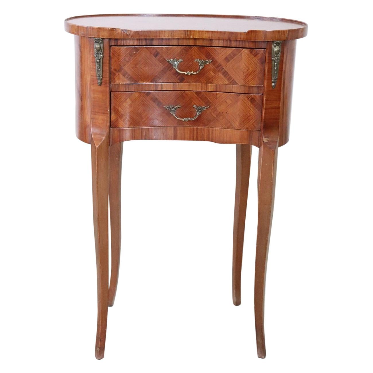 20th Century Italian Louis XV Style Inlay Wood Side Table or Nightstand