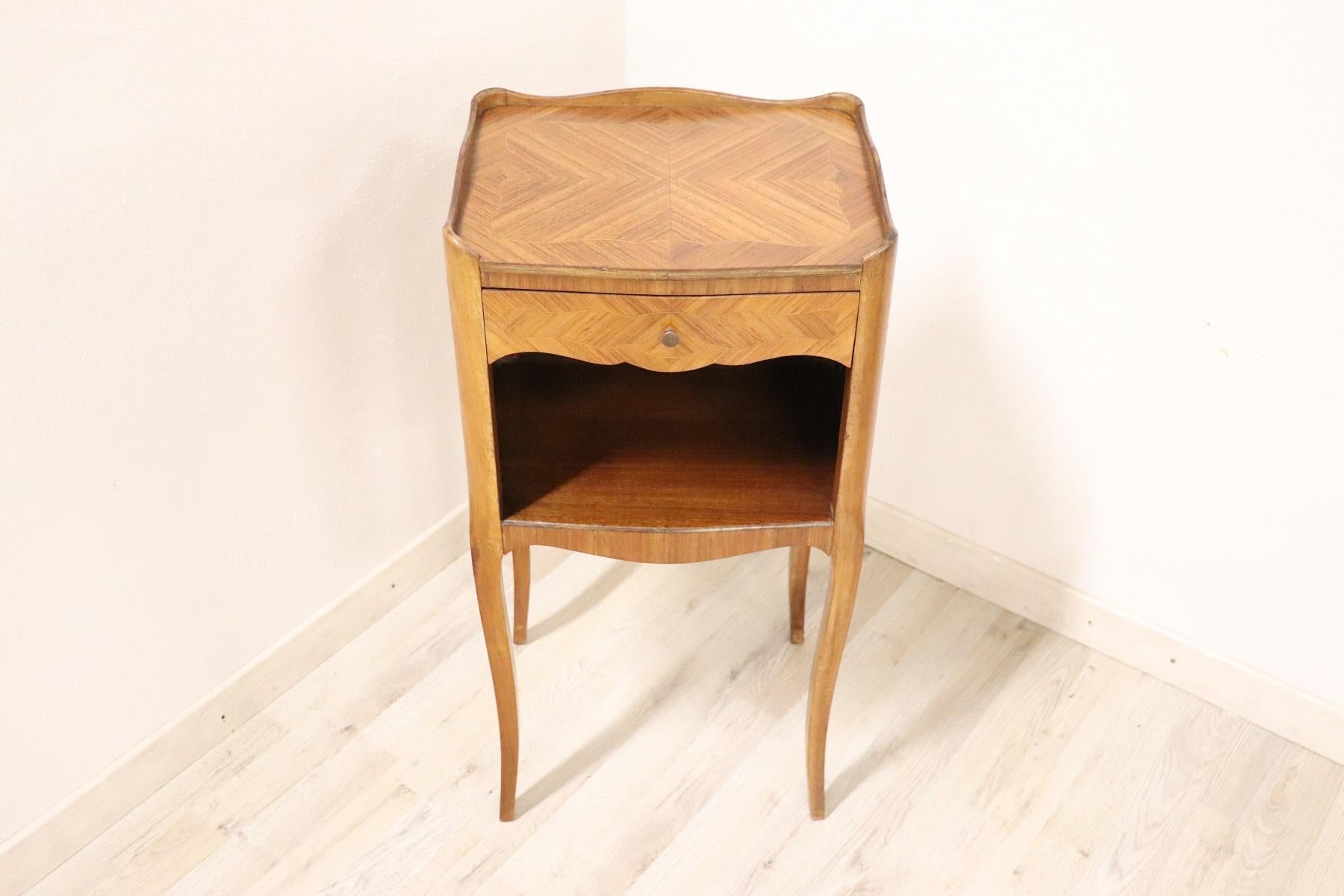 20th Century Italian Louis XV Style Inlay Wood Side Tables or Nightstand In Good Condition In Casale Monferrato, IT