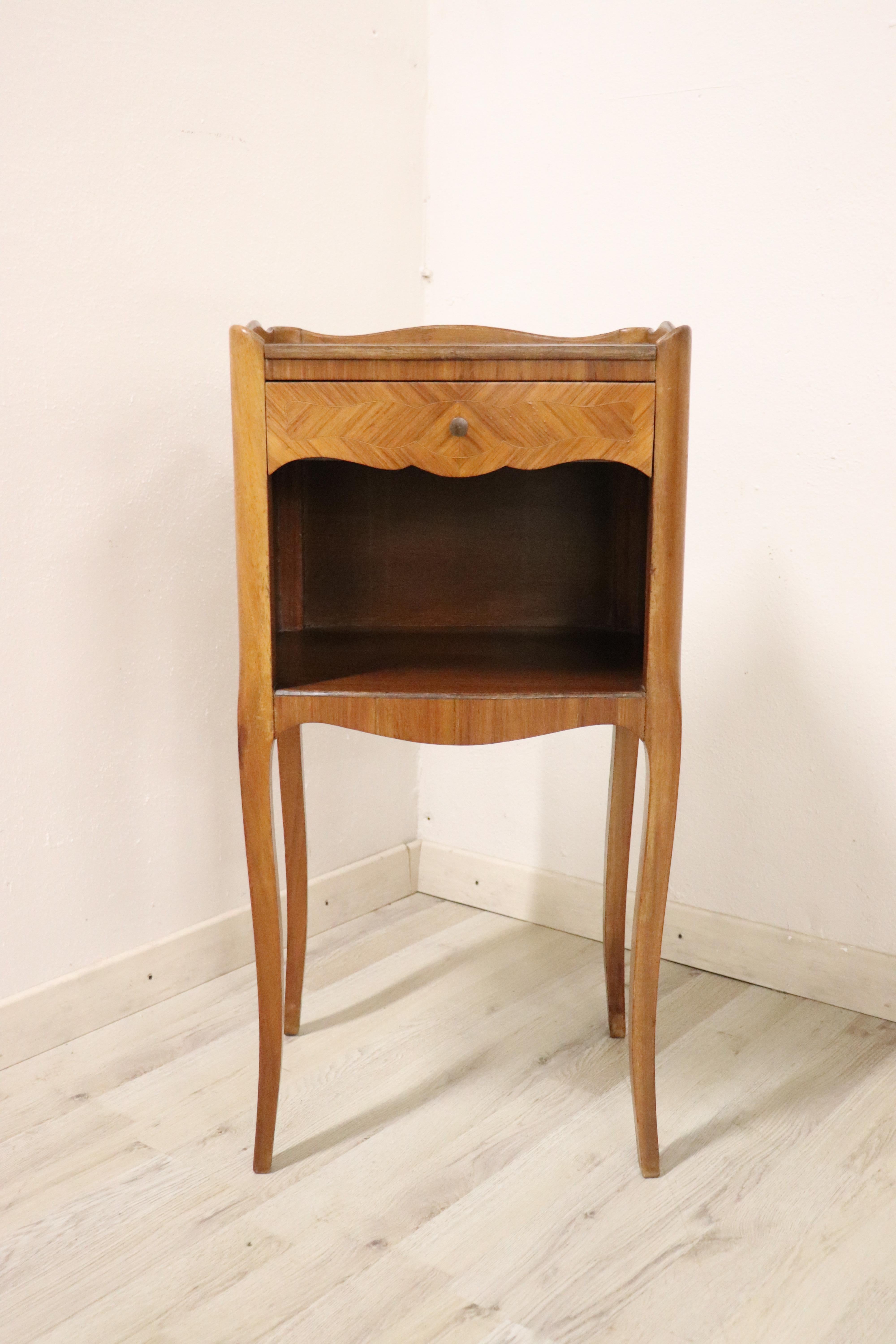 Late 20th Century 20th Century Italian Louis XV Style Inlay Wood Side Tables or Nightstand