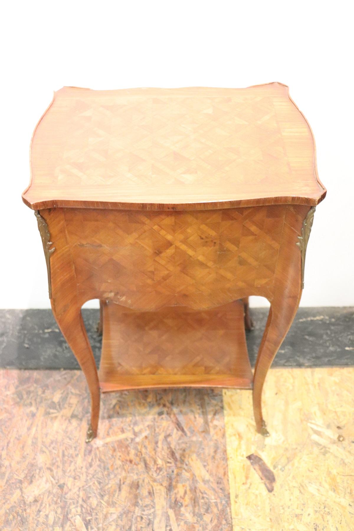 20th Century Italian Louis XV Style Marquetry Wood Side Table or Nightstand 5
