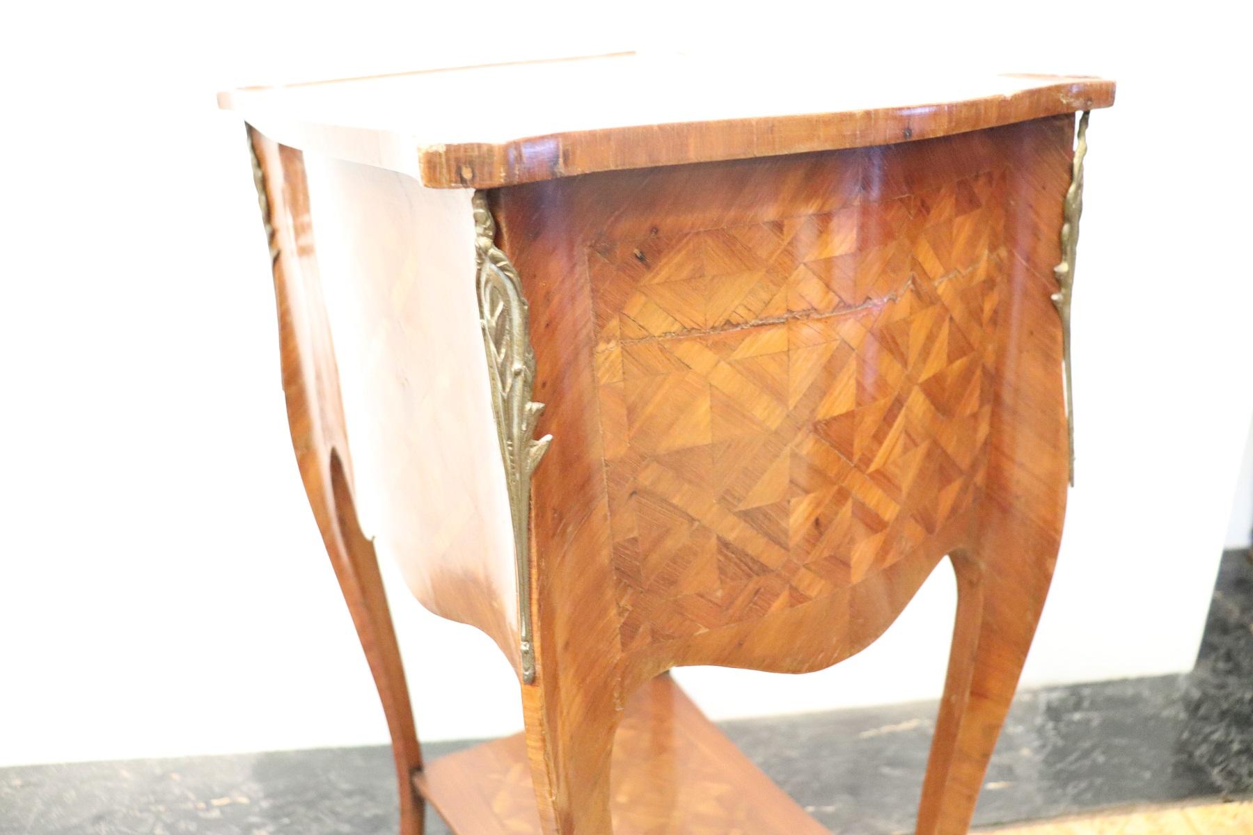 20th Century Italian Louis XV Style Marquetry Wood Side Table or Nightstand 3