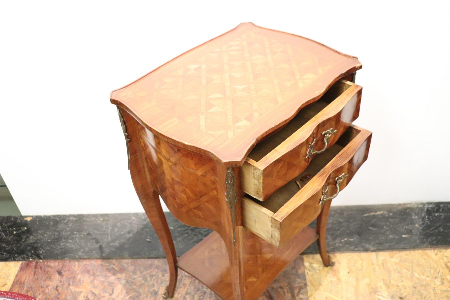 20th Century Italian Louis XV Style Marquetry Wood Side Table or Nightstand 9