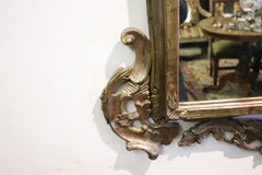20th Century Italian Louis XV Style Silvered Wood Antique Wall Mirror