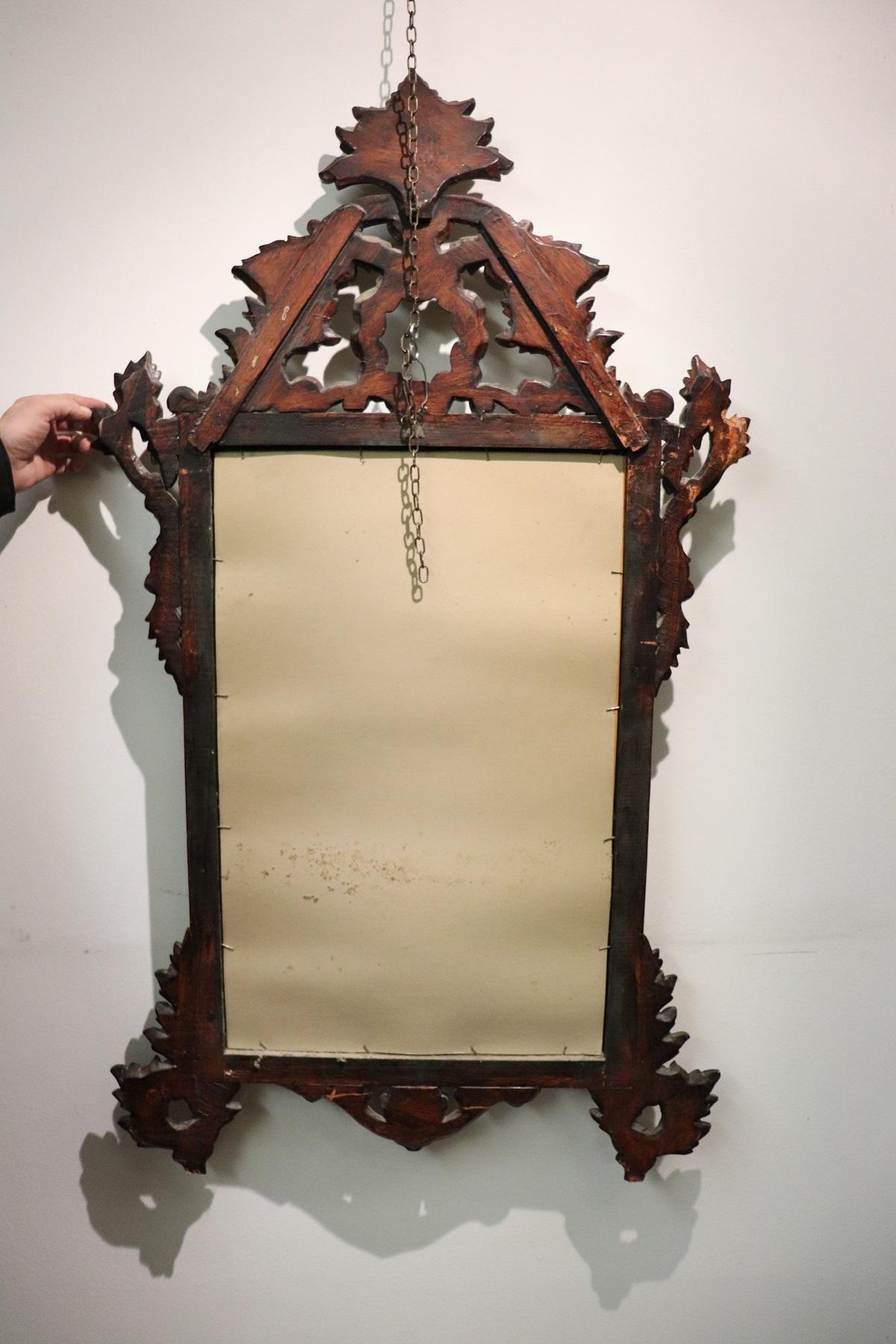 20th Century Italian Louis XV Style Silvered Wood Wall Mirror 7