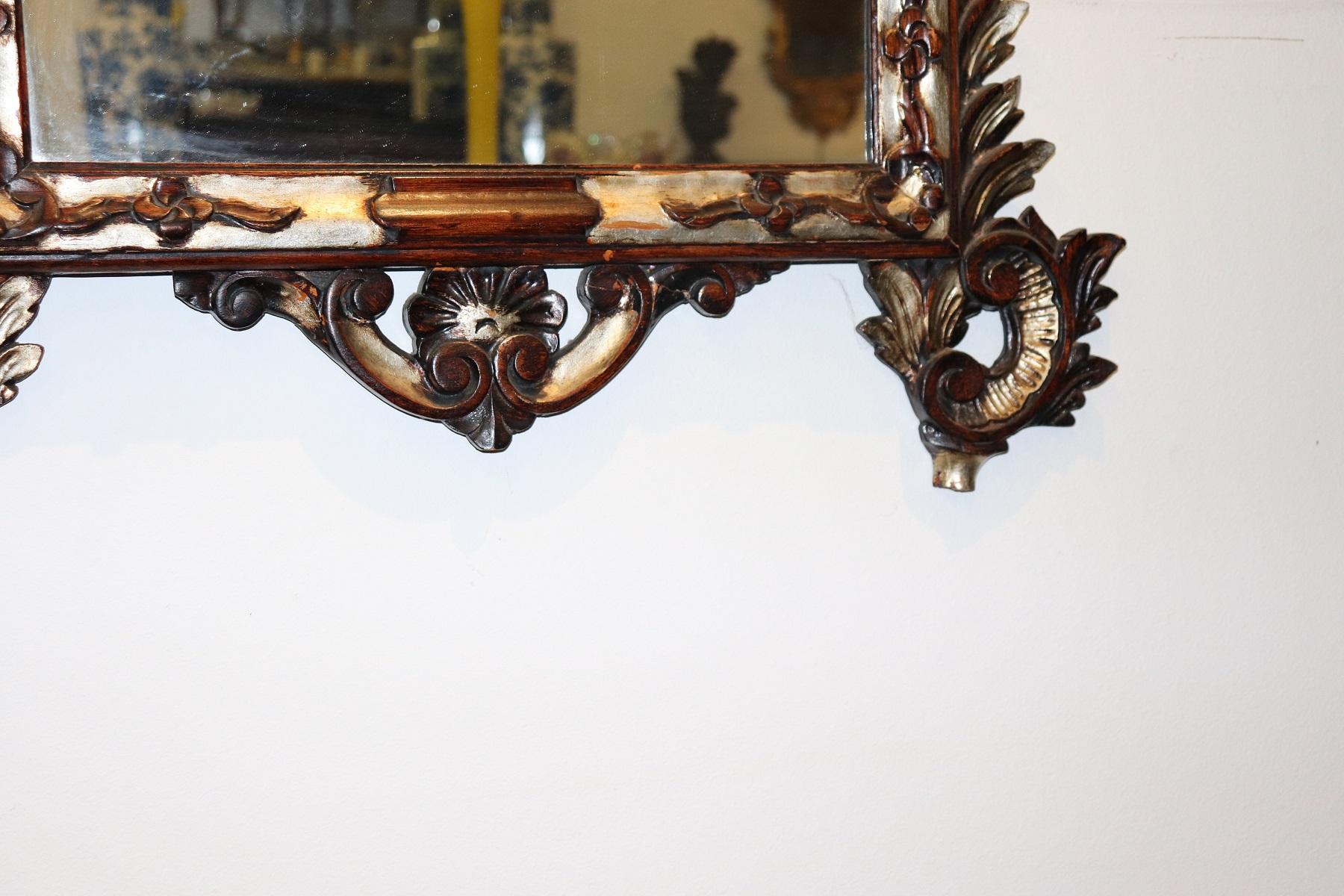 20th Century Italian Louis XV Style Silvered Wood Wall Mirror In Good Condition In Casale Monferrato, IT
