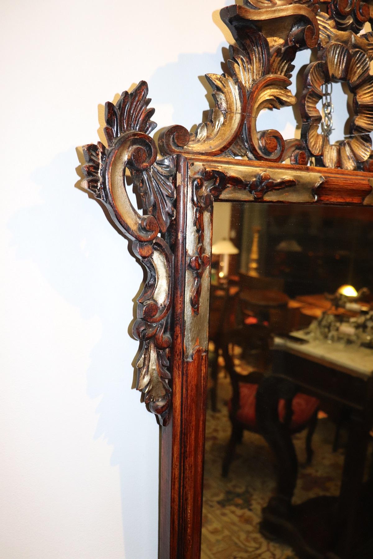 20th Century Italian Louis XV Style Silvered Wood Wall Mirror 2