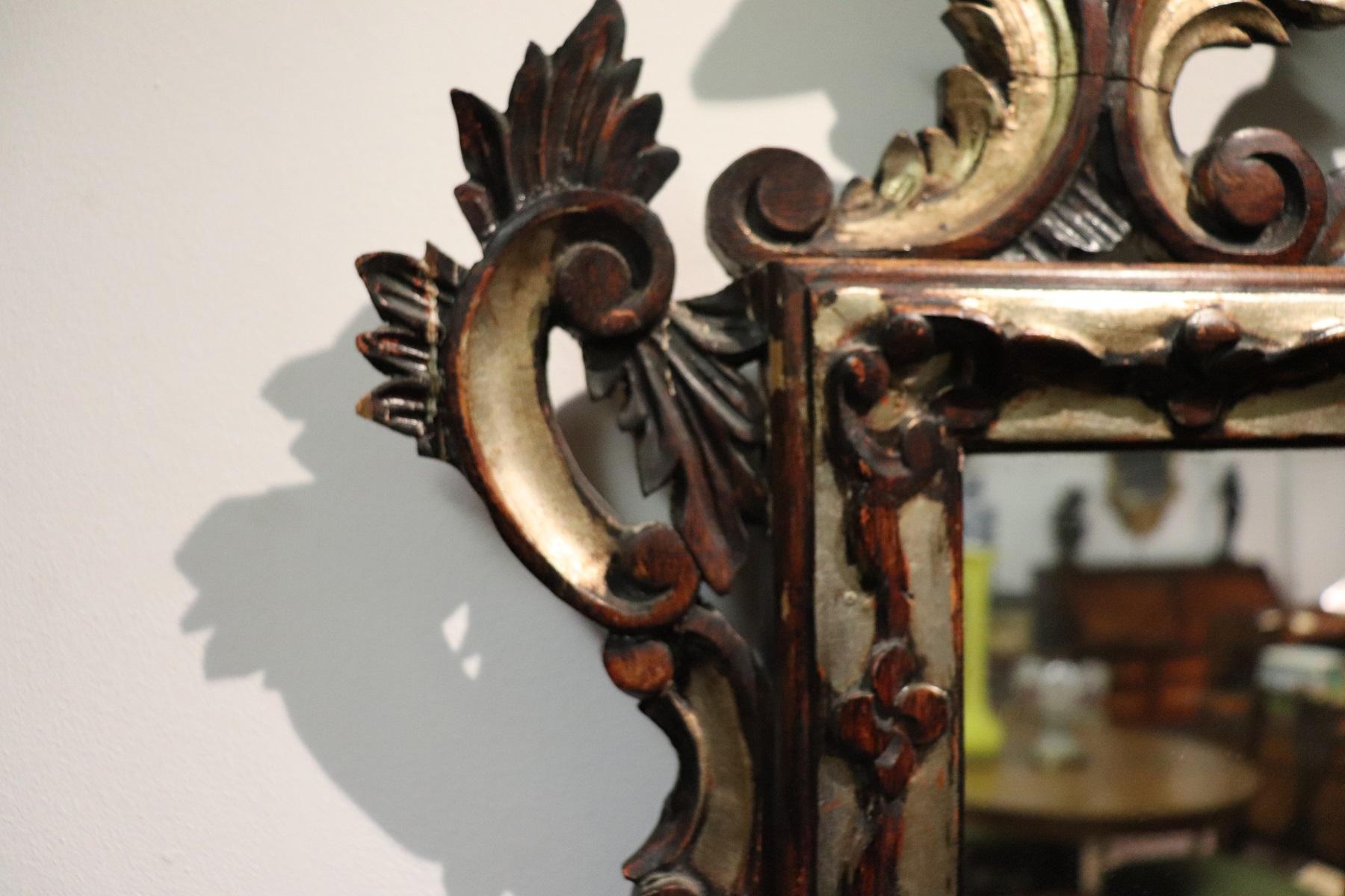 20th Century Italian Louis XV Style Silvered Wood Wall Mirror 5