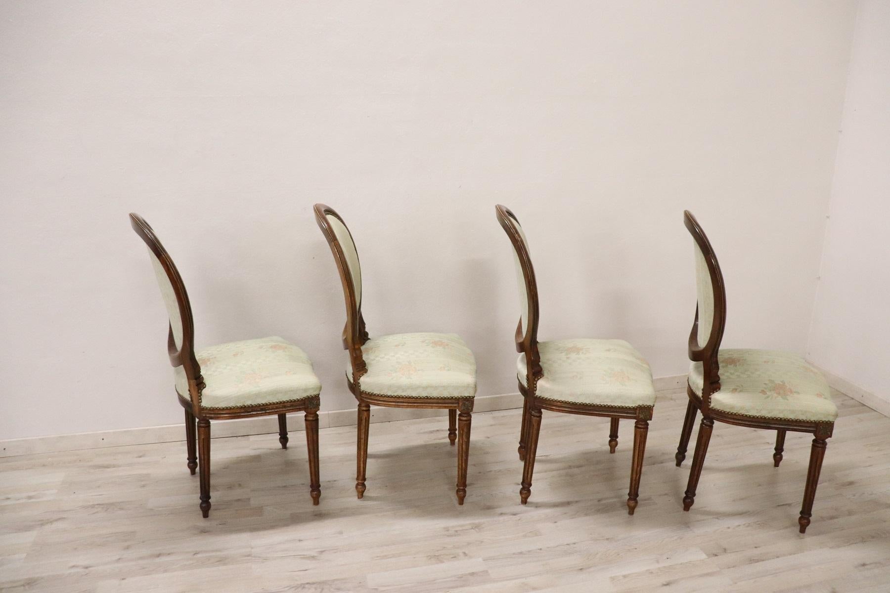 20th Century Italian Louis XVI Style Beech Wood Four Chairs 10