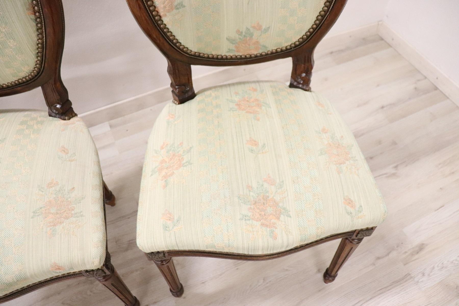 Mid-20th Century 20th Century Italian Louis XVI Style Beech Wood Four Chairs