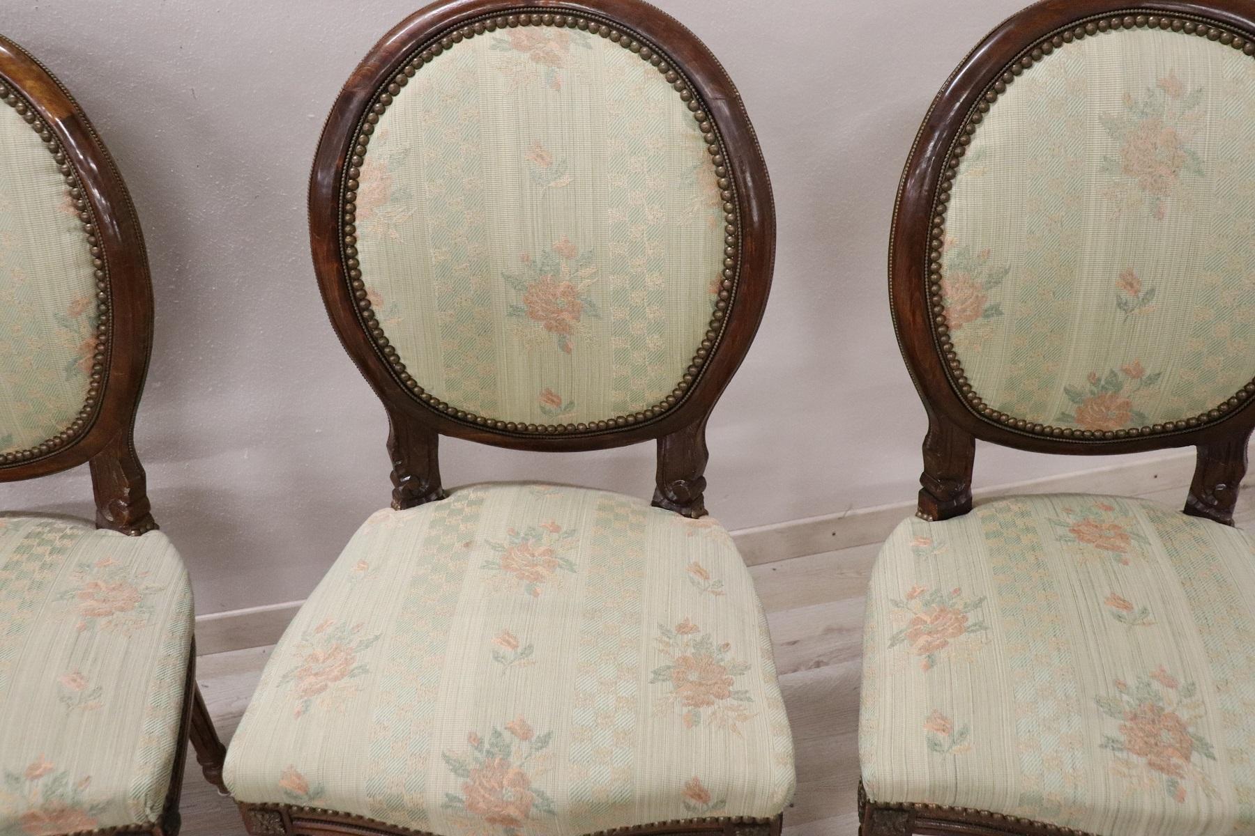 20th Century Italian Louis XVI Style Beech Wood Four Chairs 1