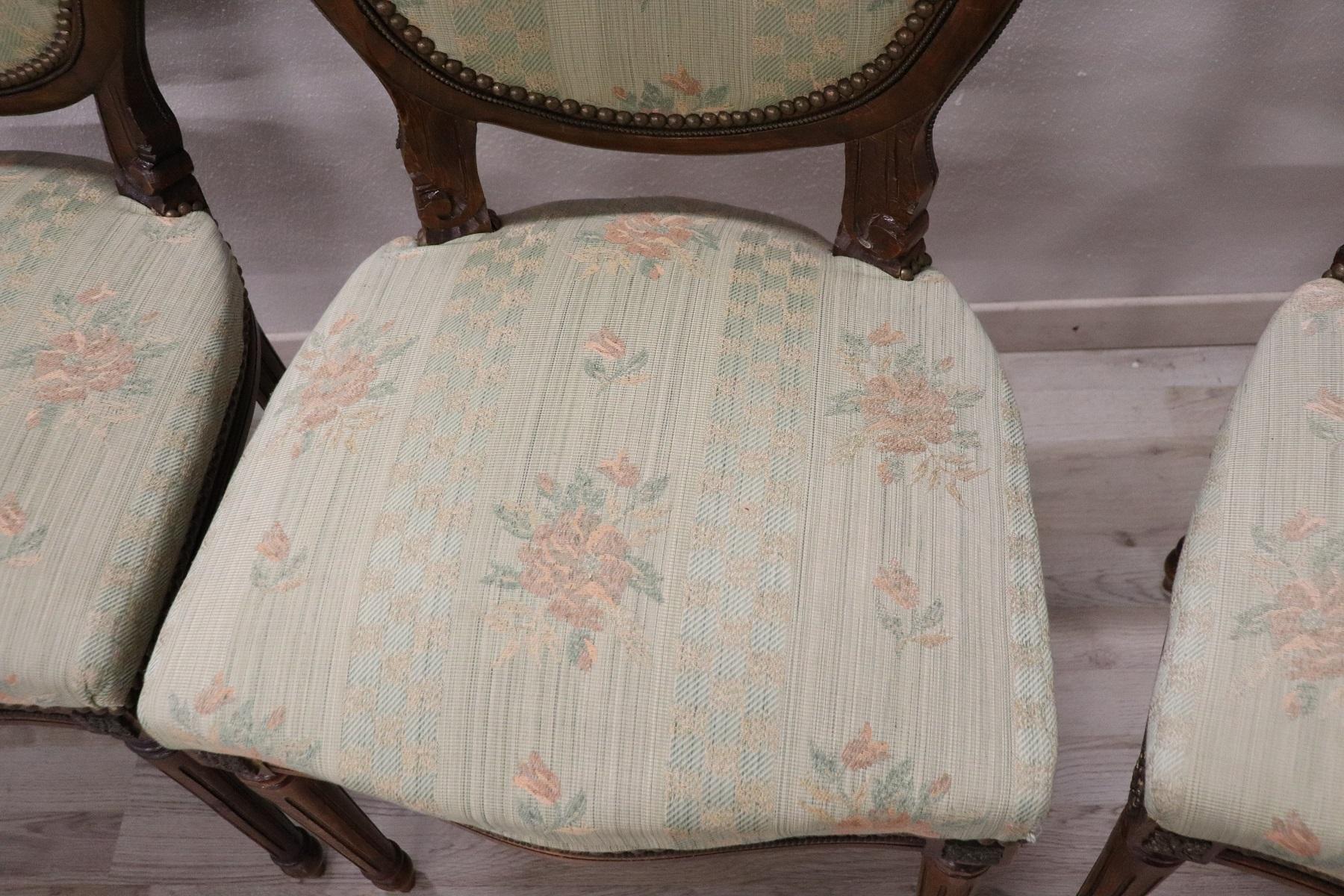 20th Century Italian Louis XVI Style Beech Wood Four Chairs 2