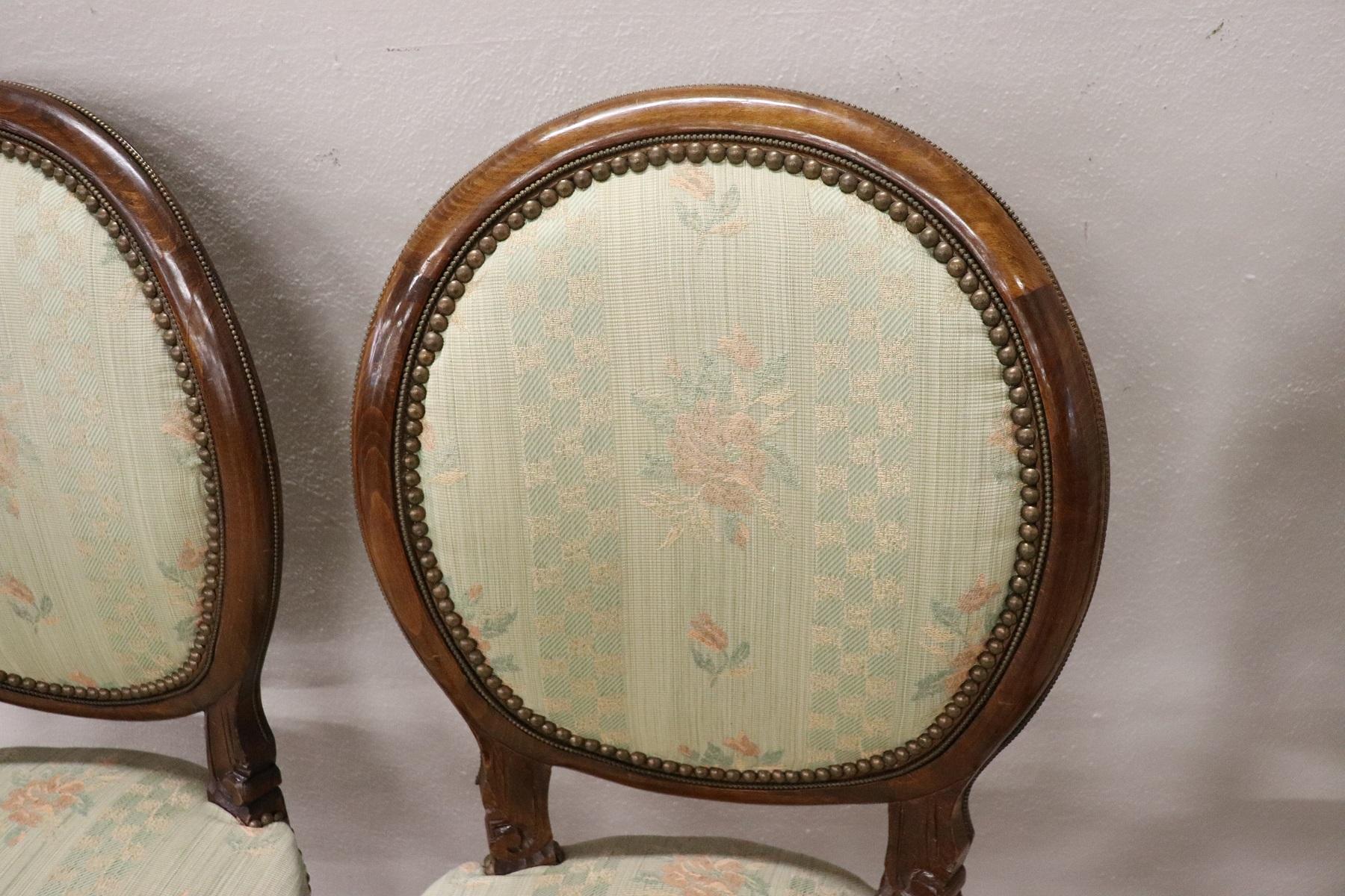 20th Century Italian Louis XVI Style Beech Wood Four Chairs 3