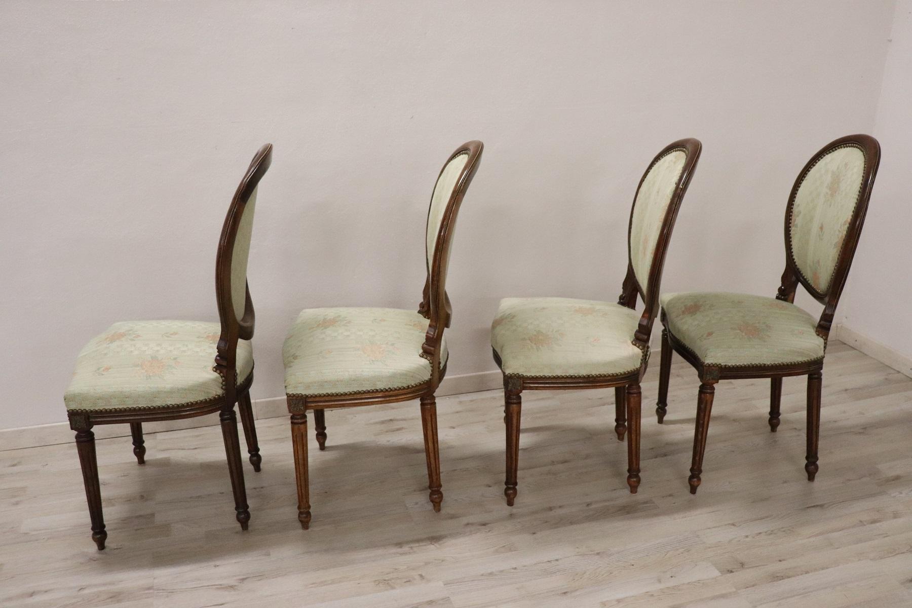 20th Century Italian Louis XVI Style Beech Wood Four Chairs 5