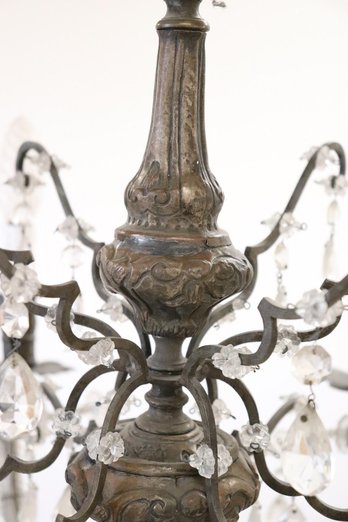 20th Century Italian Louis XVI Style Bronze and Crystals Swarovski Chandelier In Excellent Condition In Casale Monferrato, IT