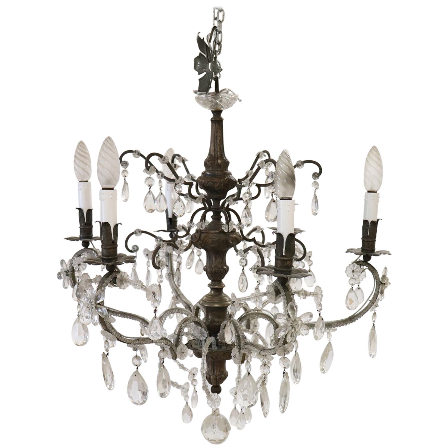 20th Century Italian Louis XVI Style Bronze and Crystals Swarovski Chandelier