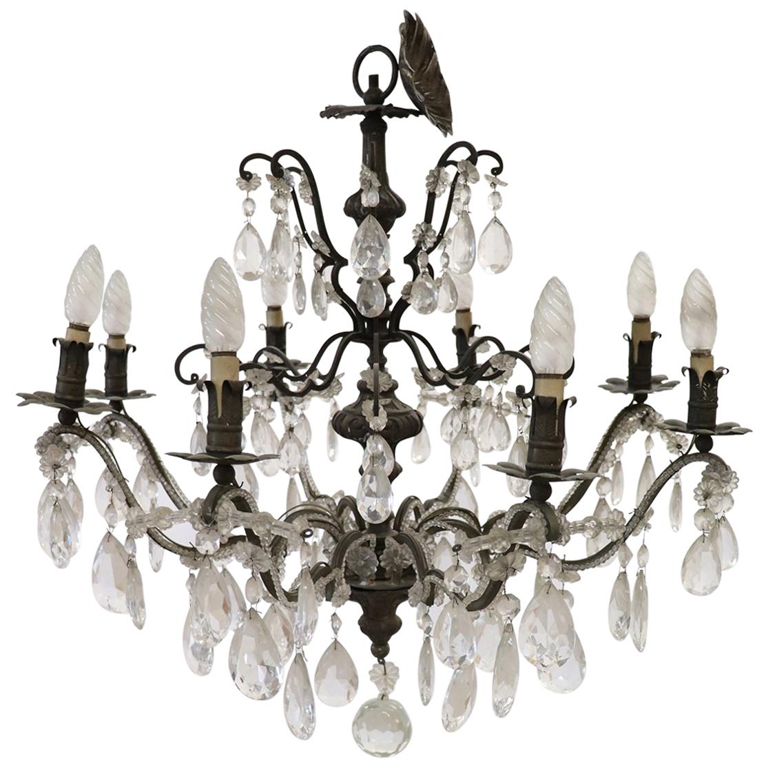 20th Century Italian Louis XVI Style Bronze and Crystals Swarovski Chandelier