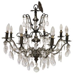 20th Century Italian Louis XVI Style Bronze and Crystals Swarovski Chandelier