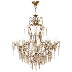 20th Century Italian Louis XVI Style Gilded Bronze and Crystals Chandelier