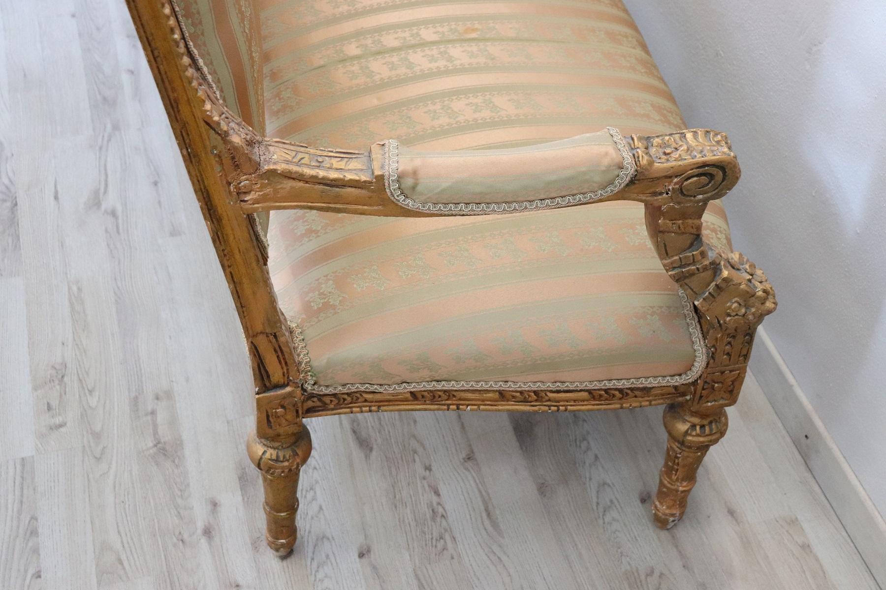 20th Century Italian Louis XVI Style Gilded Wood Living Room Set or Salon Suite 5