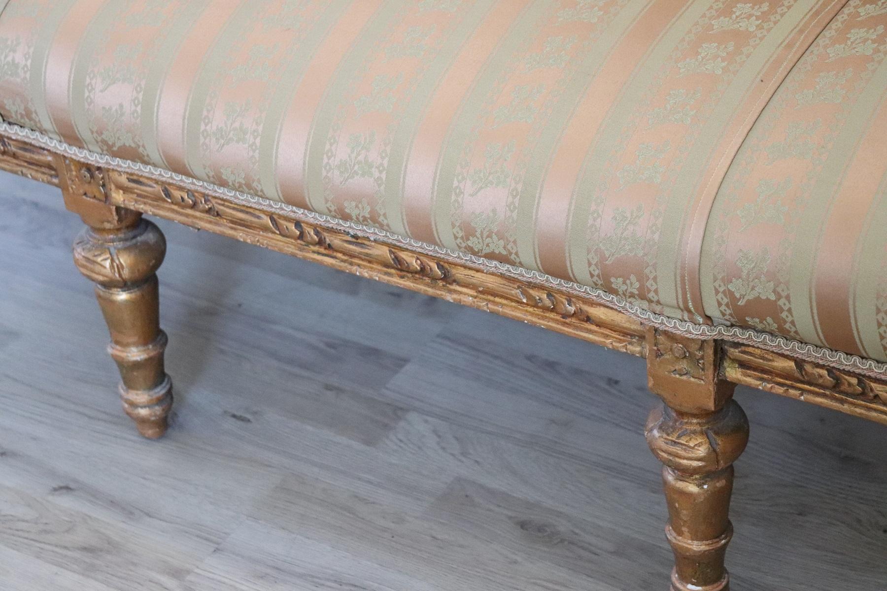Gilt 20th Century Italian Louis XVI Style Gilded Wood Living Room Set or Salon Suite