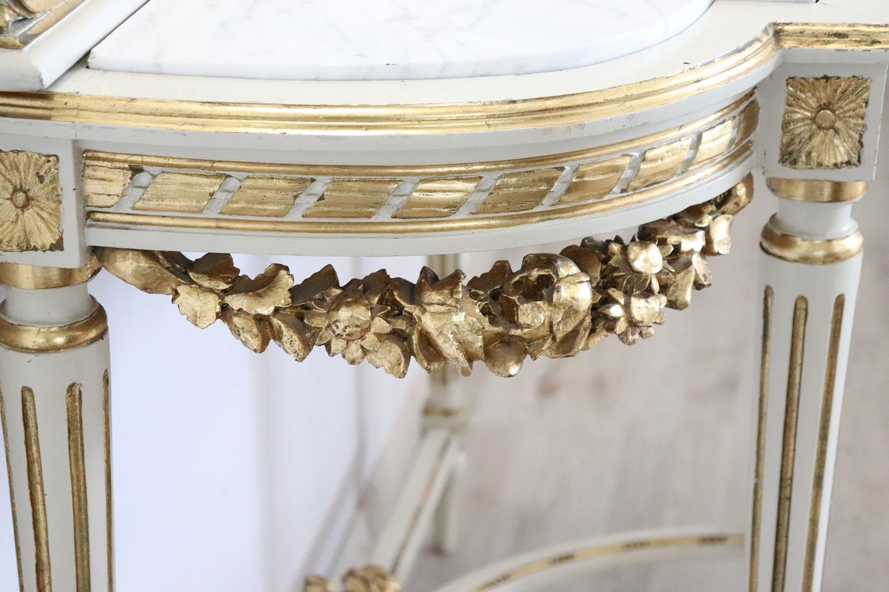 20th Century Italian Louis XVI Style Golden and Lacquered Wood Console Table 6