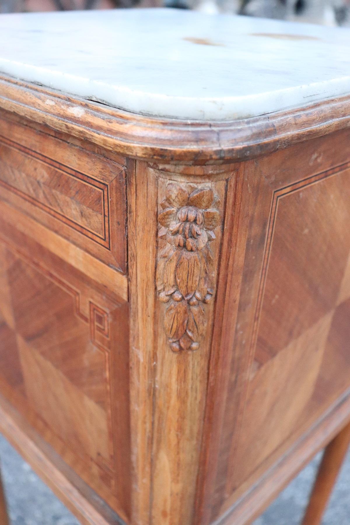 20th Century Italian Louis XVI Style Marquetry Wood Side Table or Nightstand In Good Condition In Casale Monferrato, IT