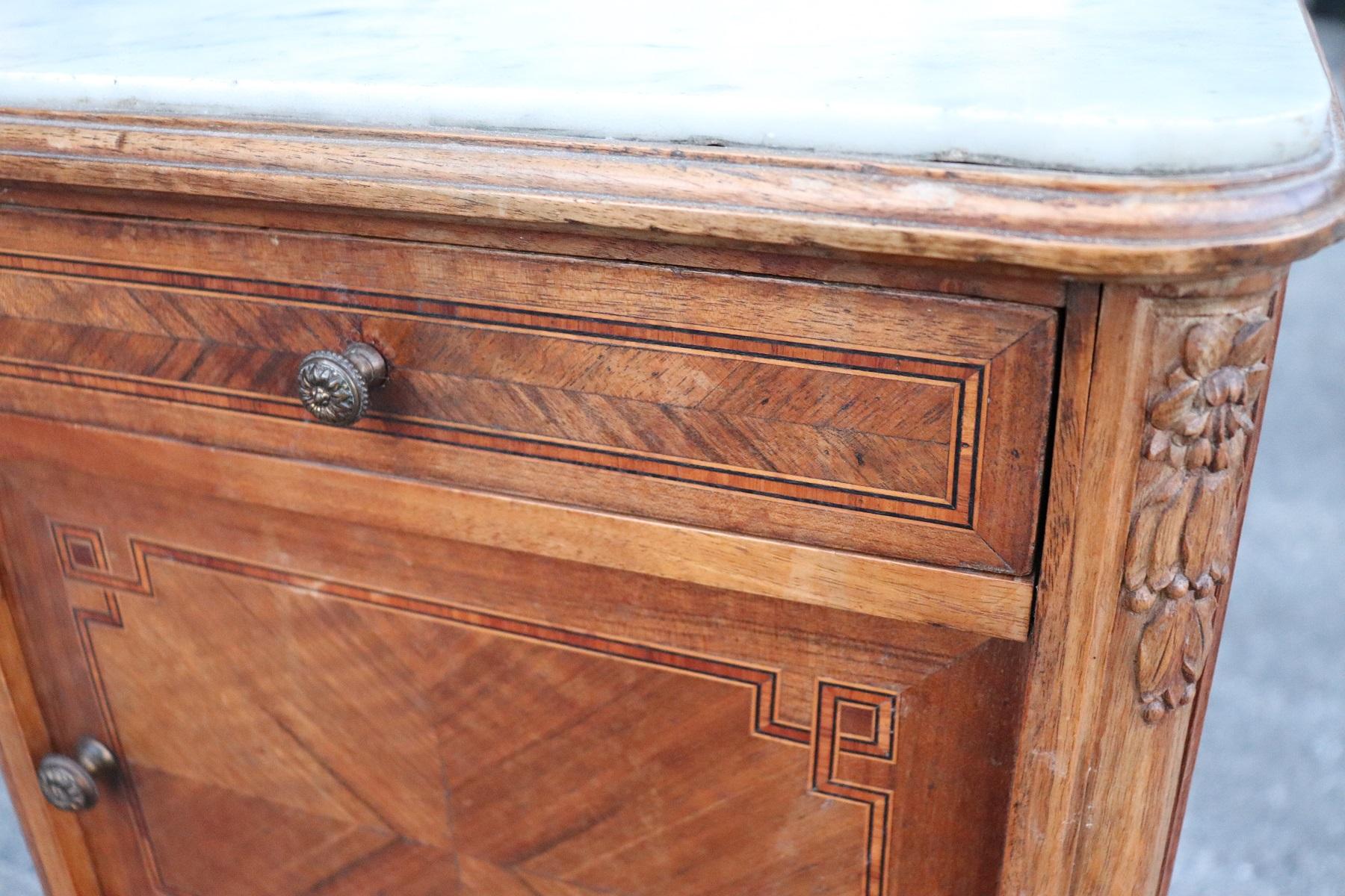 Mid-20th Century 20th Century Italian Louis XVI Style Marquetry Wood Side Table or Nightstand